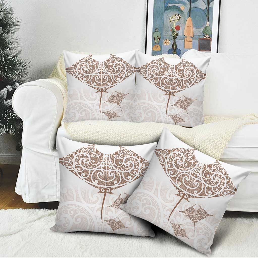 New Zealand Manta Ray Tattoo Pillow Cover Aotearoa Maori Haehae Beige - Vibe Hoodie