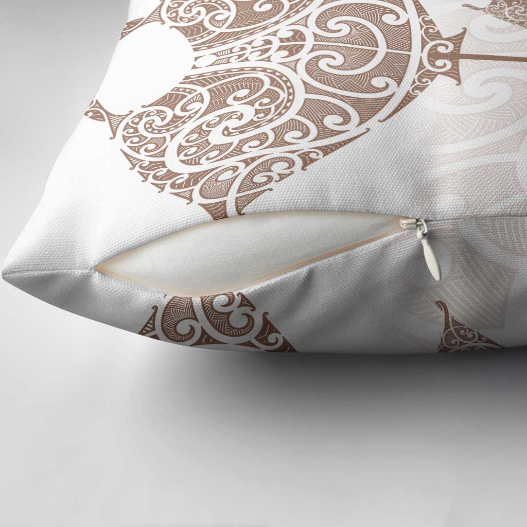 New Zealand Manta Ray Tattoo Pillow Cover Aotearoa Maori Haehae Beige - Vibe Hoodie