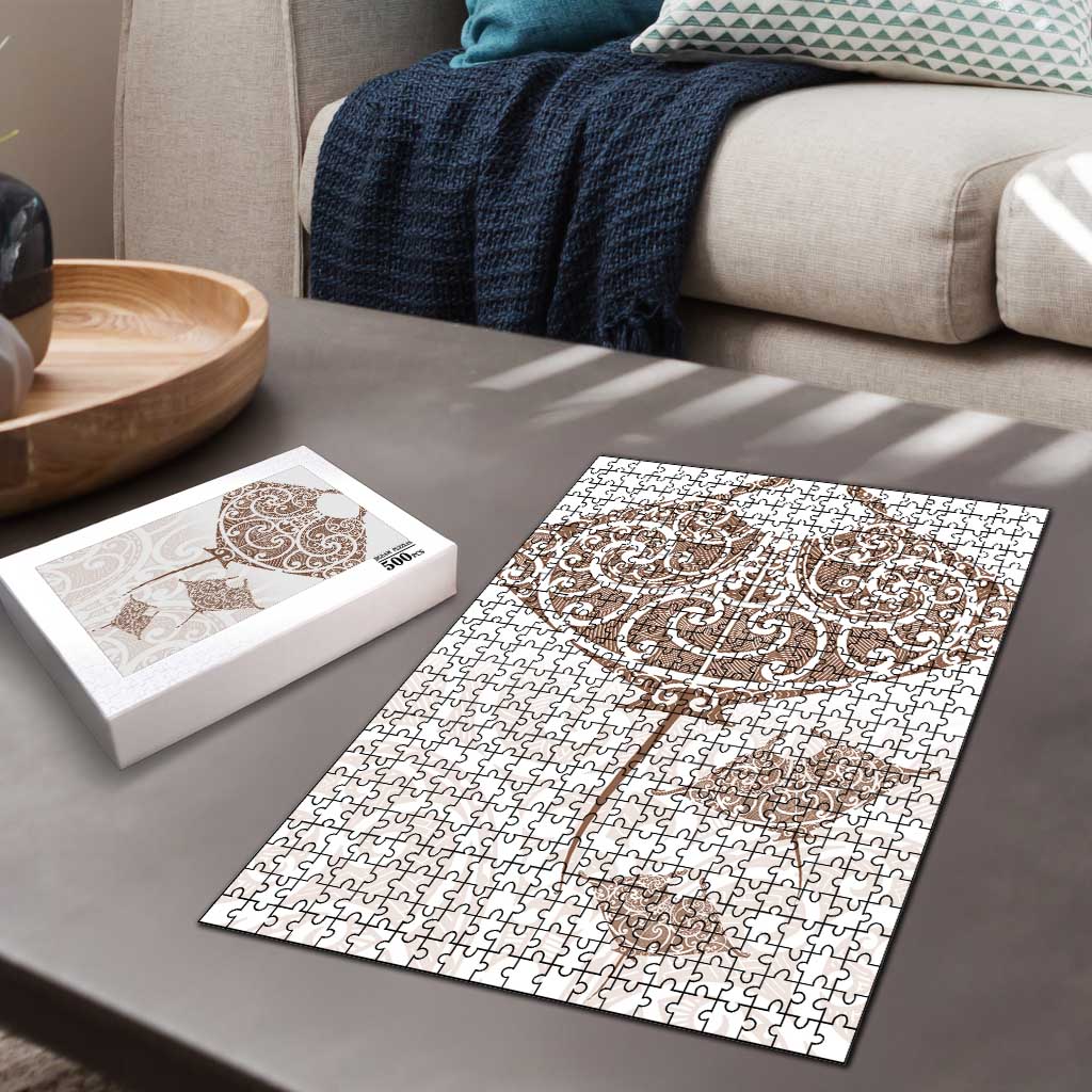 New Zealand Manta Ray Tattoo Puzzle Aotearoa Maori Haehae Beige - Vibe Hoodie