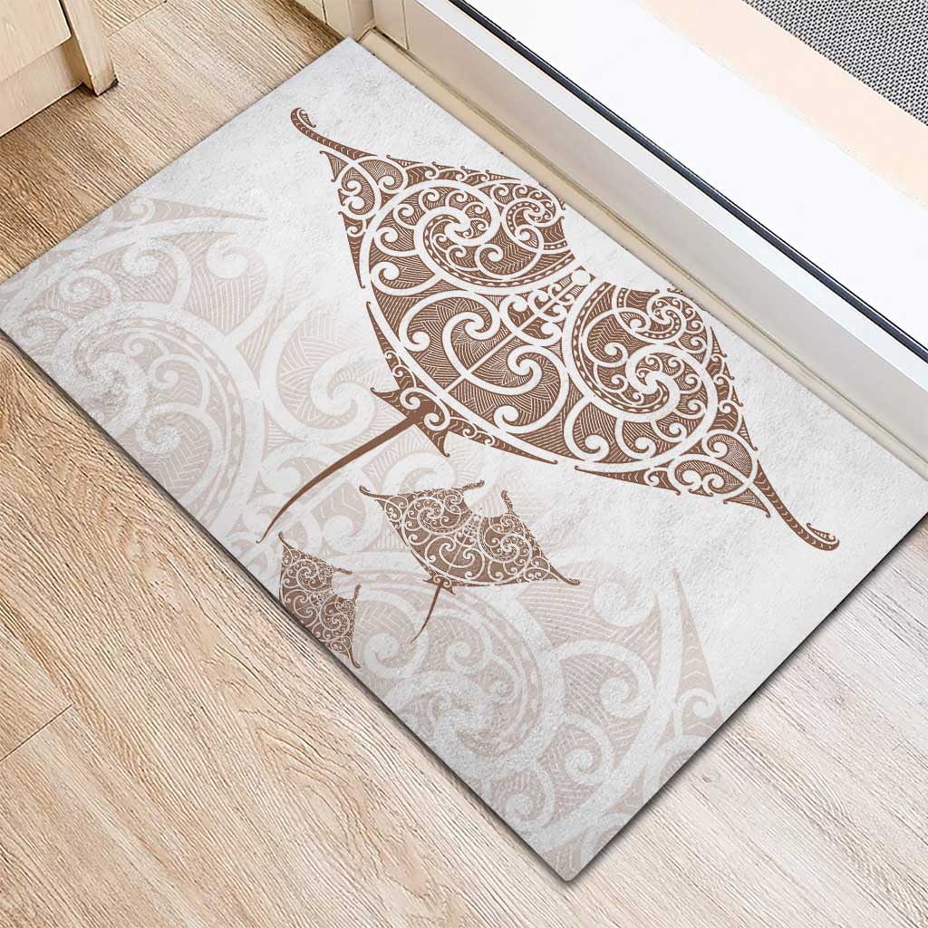 New Zealand Manta Ray Tattoo Rubber Doormat Aotearoa Maori Haehae Beige - Vibe Hoodie