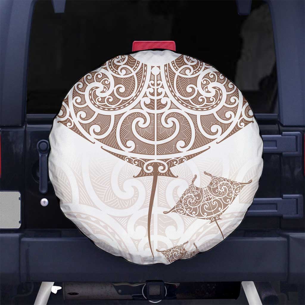 New Zealand Manta Ray Tattoo Spare Tire Cover Aotearoa Maori Haehae Beige - Vibe Hoodie