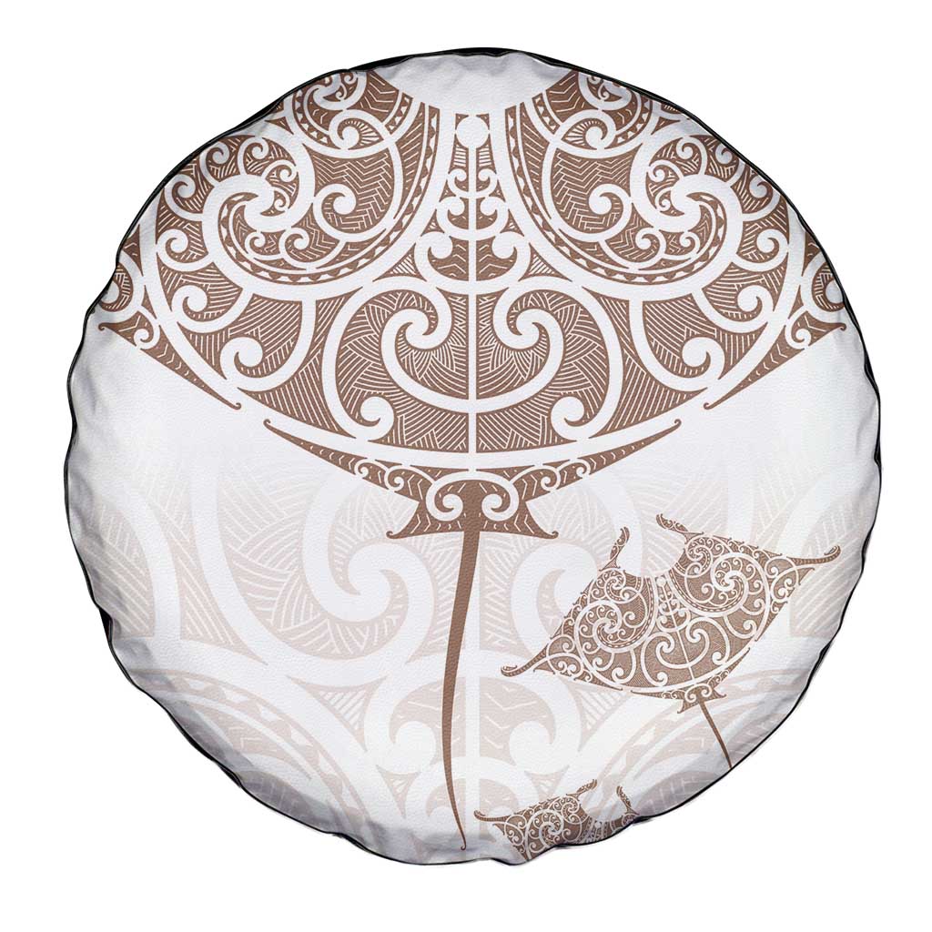 New Zealand Manta Ray Tattoo Spare Tire Cover Aotearoa Maori Haehae Beige - Vibe Hoodie