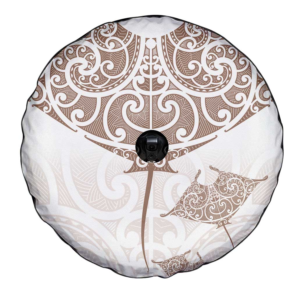 New Zealand Manta Ray Tattoo Spare Tire Cover Aotearoa Maori Haehae Beige - Vibe Hoodie