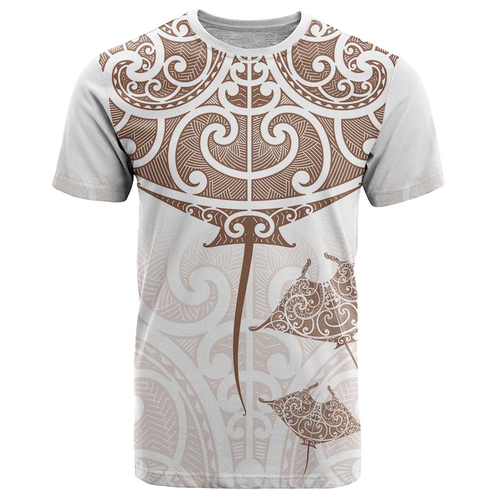 New Zealand Manta Ray Tattoo T Shirt Aotearoa Maori Haehae Beige - Vibe Hoodie
