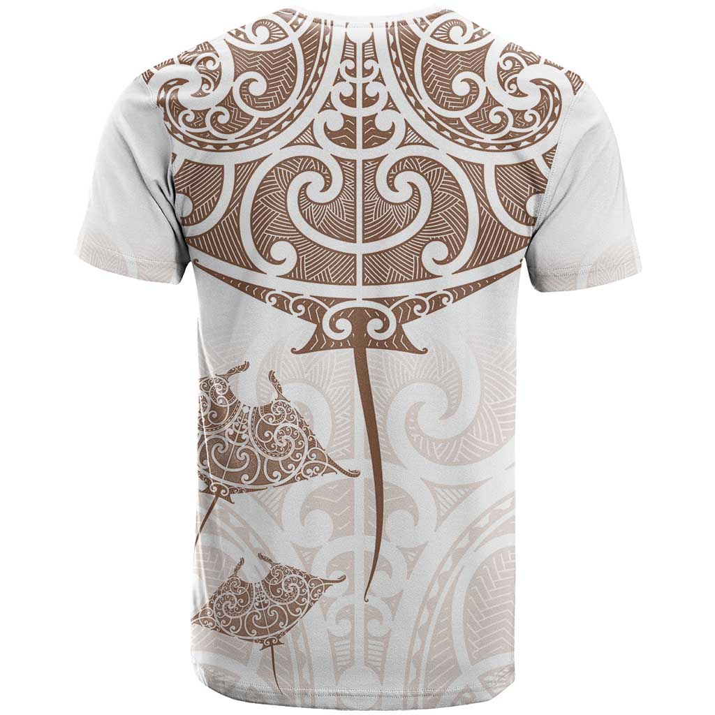 New Zealand Manta Ray Tattoo T Shirt Aotearoa Maori Haehae Beige - Vibe Hoodie