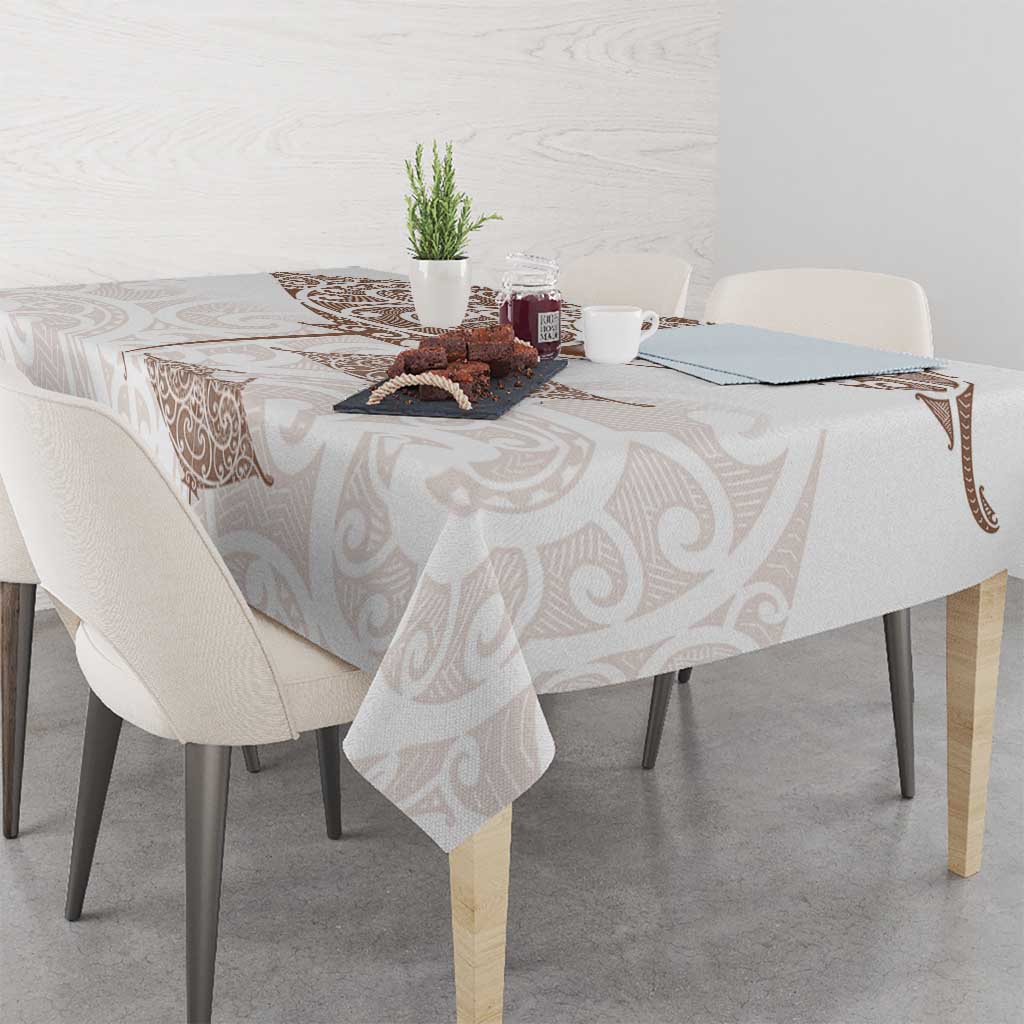 New Zealand Manta Ray Tattoo Tablecloth Aotearoa Maori Haehae Beige - Vibe Hoodie