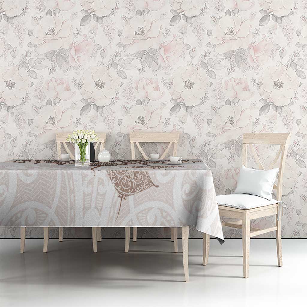 New Zealand Manta Ray Tattoo Tablecloth Aotearoa Maori Haehae Beige - Vibe Hoodie