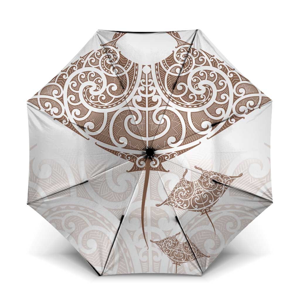 New Zealand Manta Ray Tattoo Umbrella Aotearoa Maori Haehae Beige - Vibe Hoodie