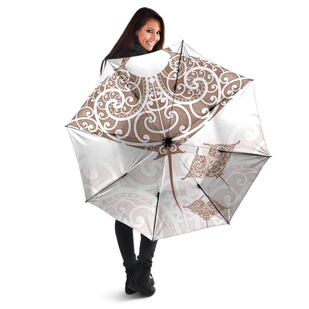 New Zealand Manta Ray Tattoo Umbrella Aotearoa Maori Haehae Beige - Vibe Hoodie