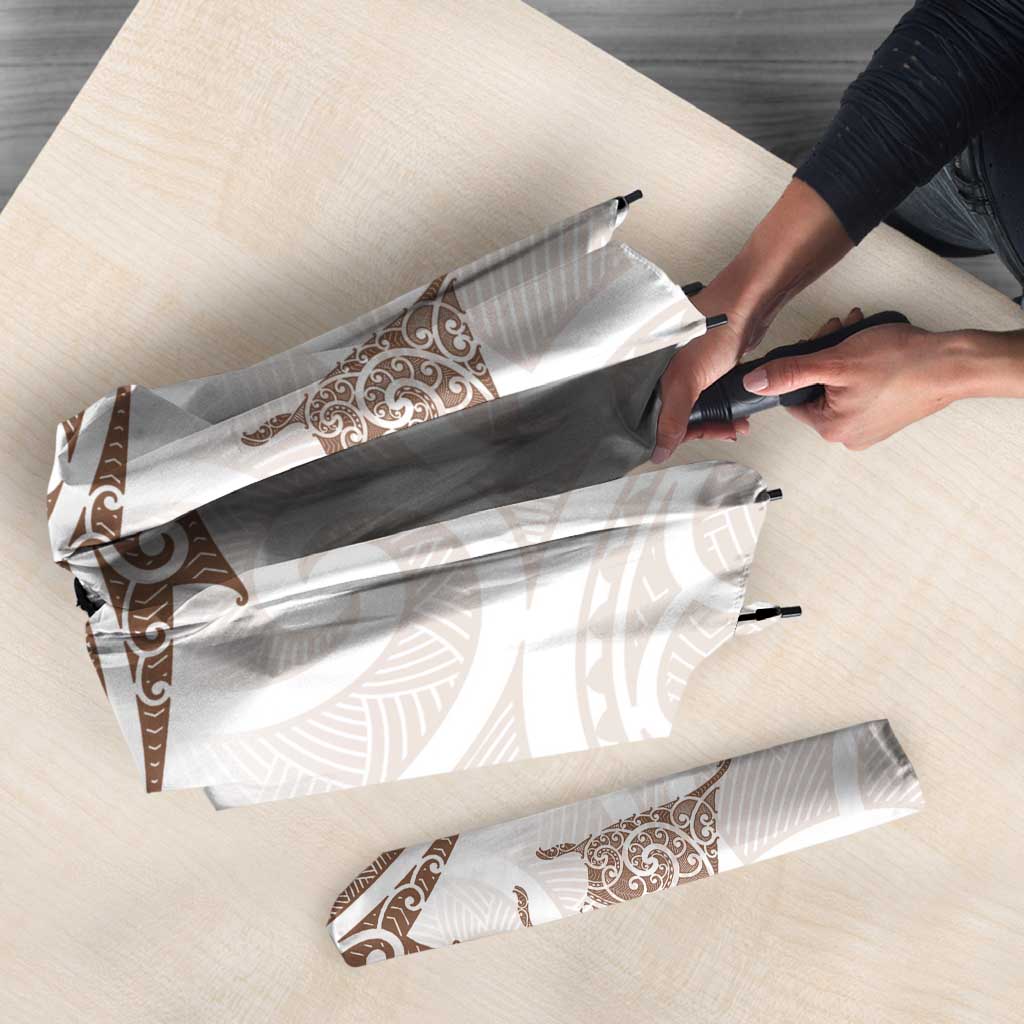 New Zealand Manta Ray Tattoo Umbrella Aotearoa Maori Haehae Beige - Vibe Hoodie