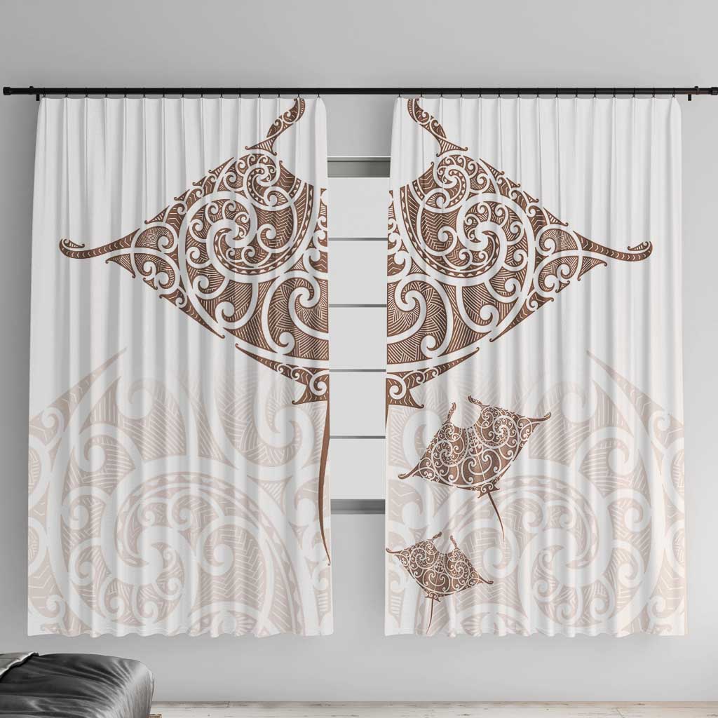 New Zealand Manta Ray Tattoo Window Curtain Aotearoa Maori Haehae Beige - Vibe Hoodie