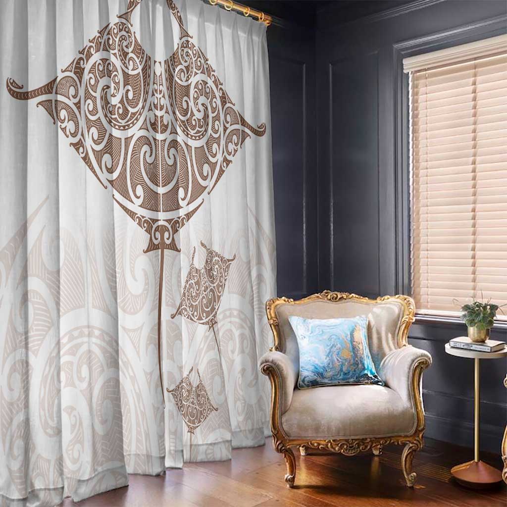 New Zealand Manta Ray Tattoo Window Curtain Aotearoa Maori Haehae Beige - Vibe Hoodie