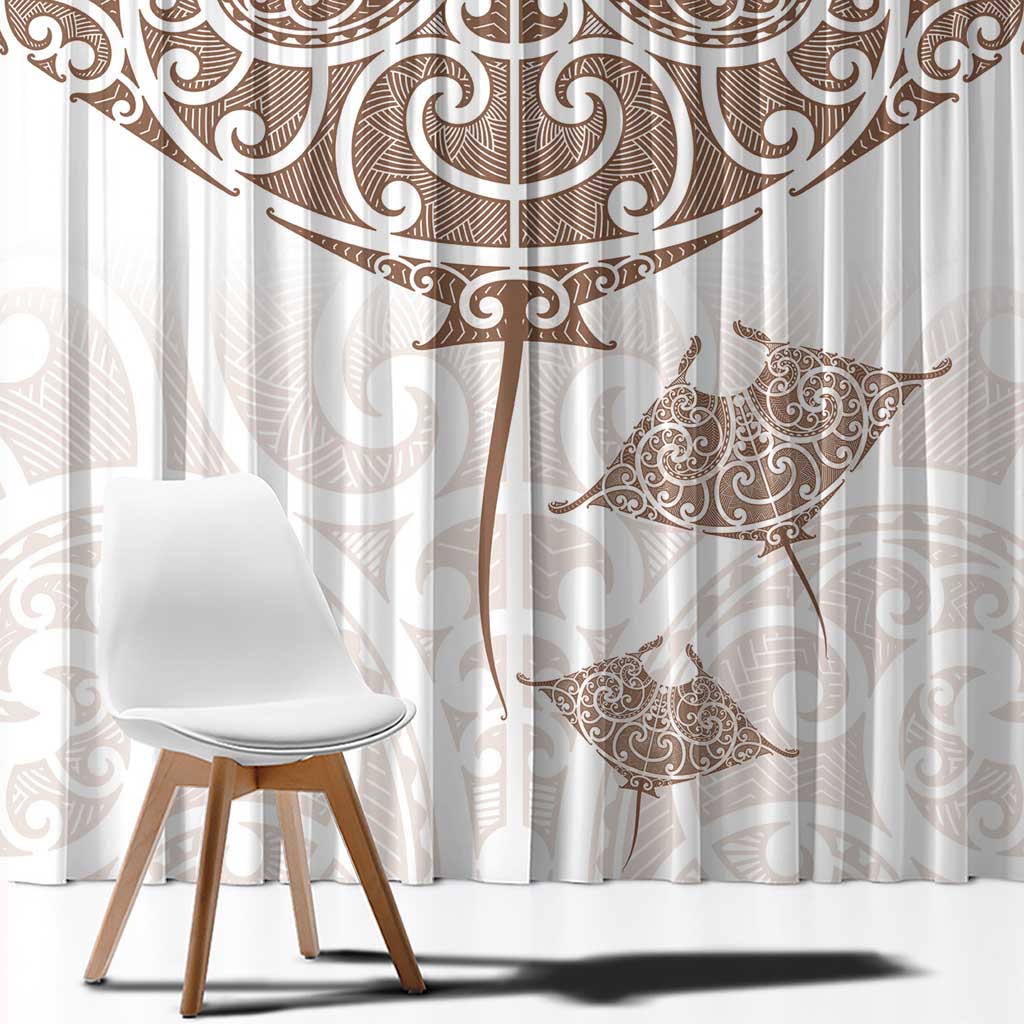 New Zealand Manta Ray Tattoo Window Curtain Aotearoa Maori Haehae Beige - Vibe Hoodie