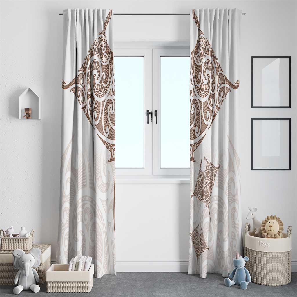 New Zealand Manta Ray Tattoo Window Curtain Aotearoa Maori Haehae Beige - Vibe Hoodie