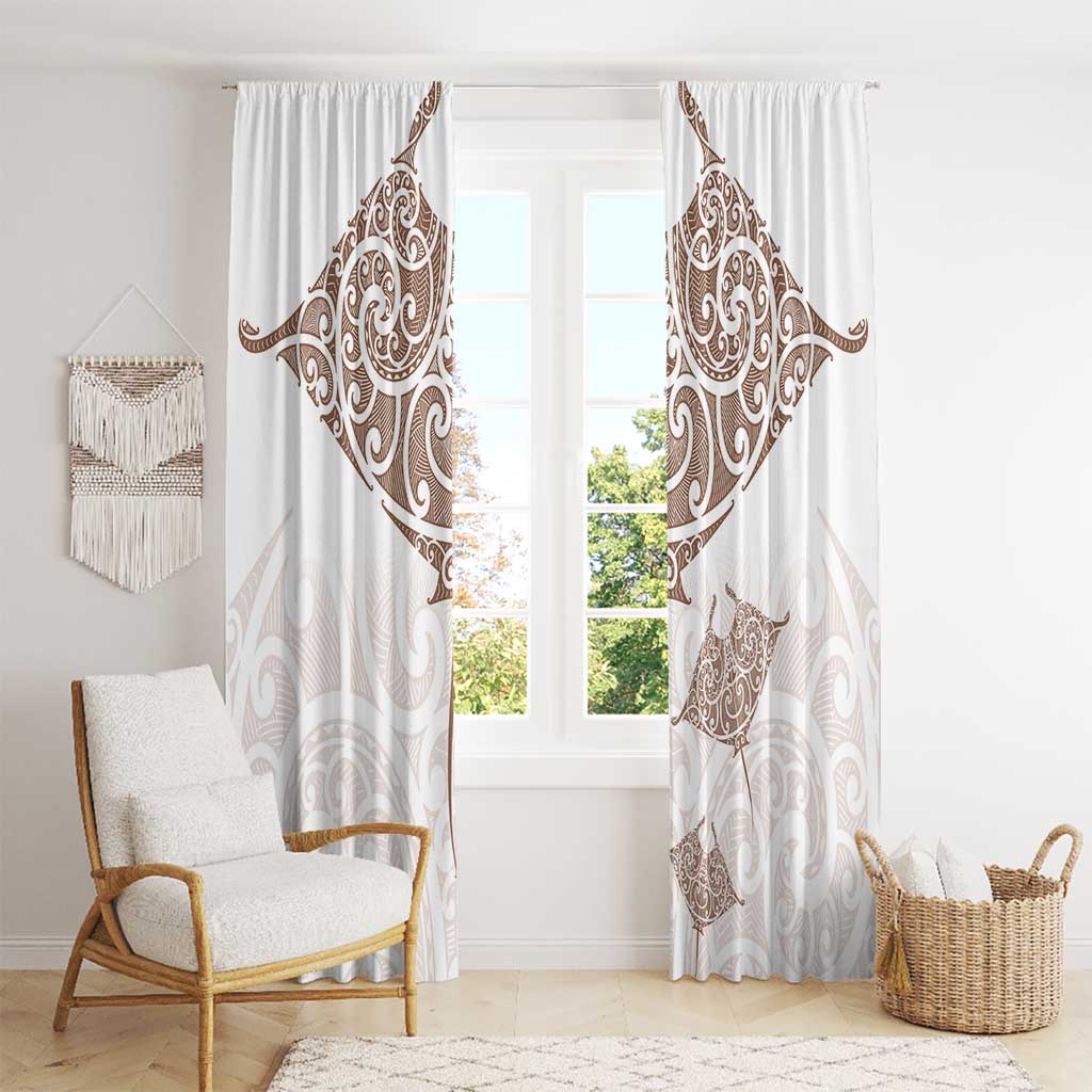 New Zealand Manta Ray Tattoo Window Curtain Aotearoa Maori Haehae Beige - Vibe Hoodie