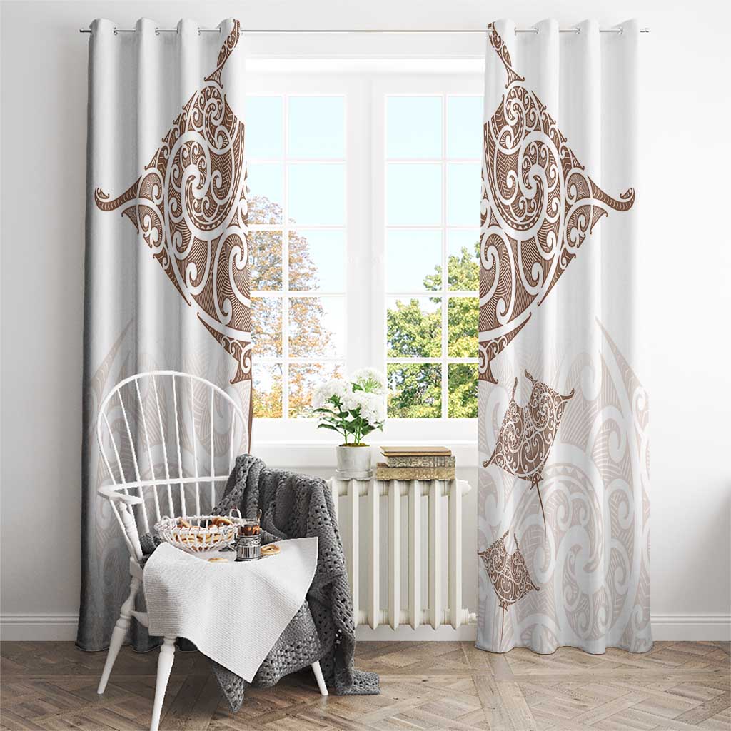 New Zealand Manta Ray Tattoo Window Curtain Aotearoa Maori Haehae Beige - Vibe Hoodie