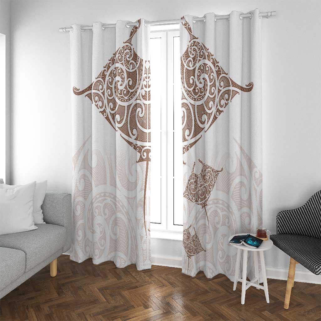 New Zealand Manta Ray Tattoo Window Curtain Aotearoa Maori Haehae Beige - Vibe Hoodie