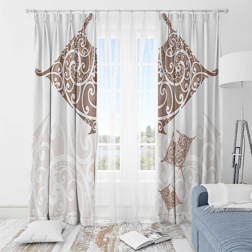 New Zealand Manta Ray Tattoo Window Curtain Aotearoa Maori Haehae Beige - Vibe Hoodie