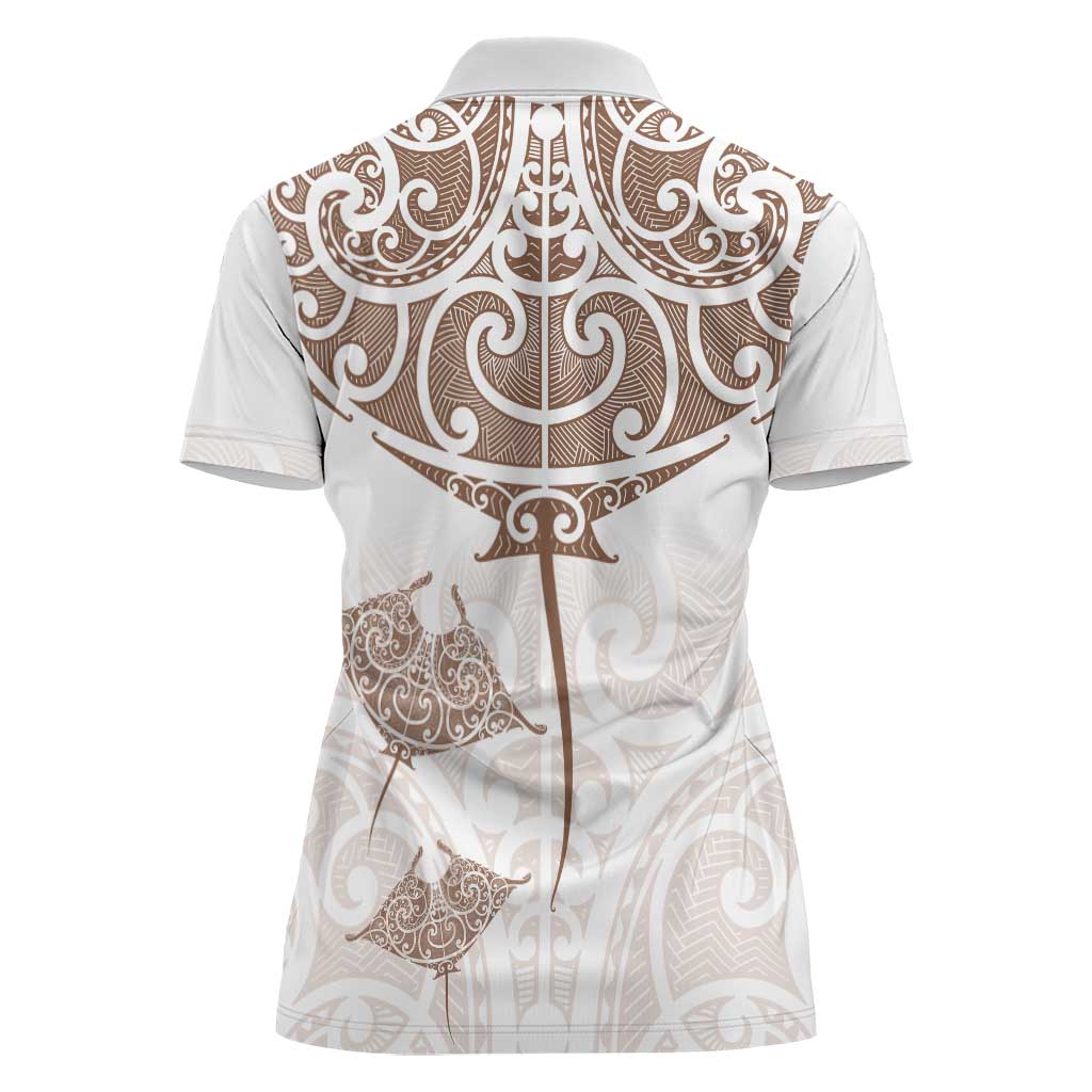 New Zealand Manta Ray Tattoo Women Polo Shirt Aotearoa Maori Haehae Beige - Vibe Hoodie