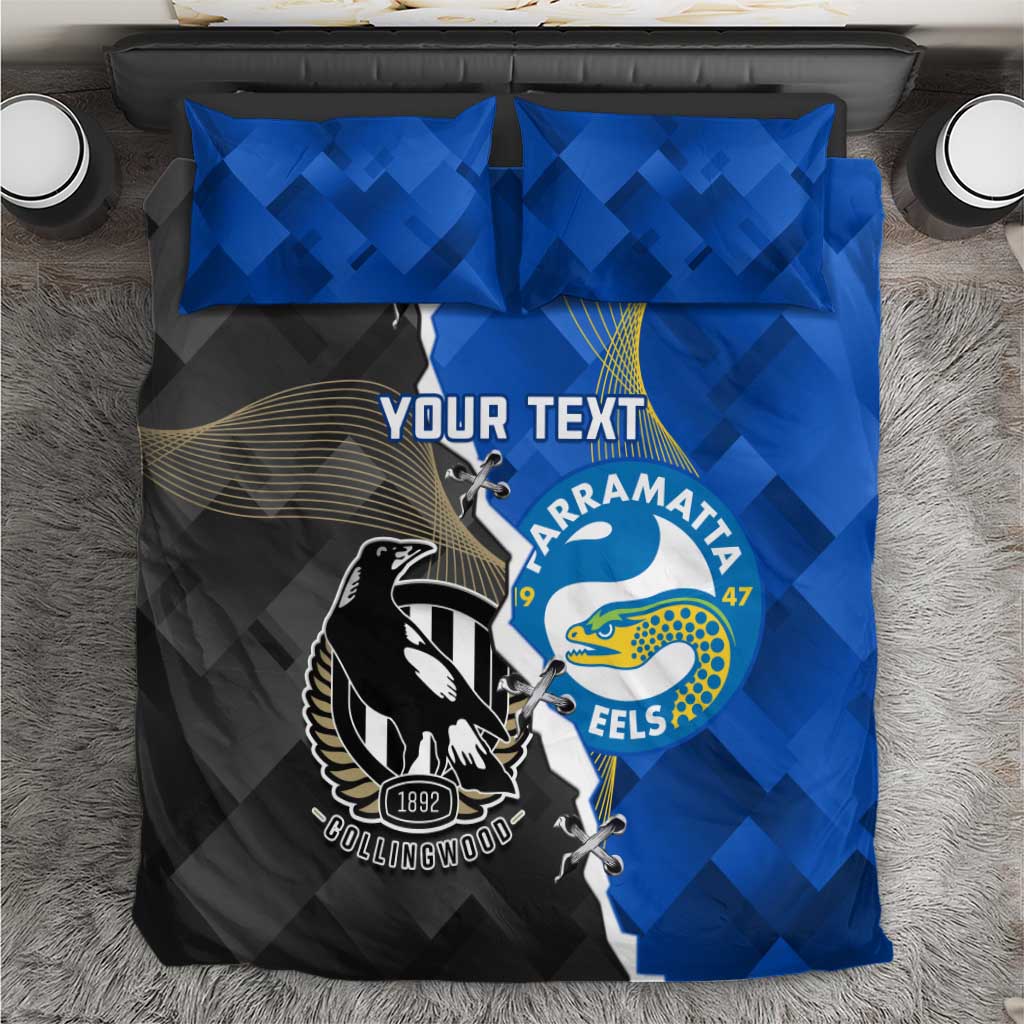Custom Magpies Football And Eels Rugby Bedding Set Dynamic Style - Vibe Hoodie Shop