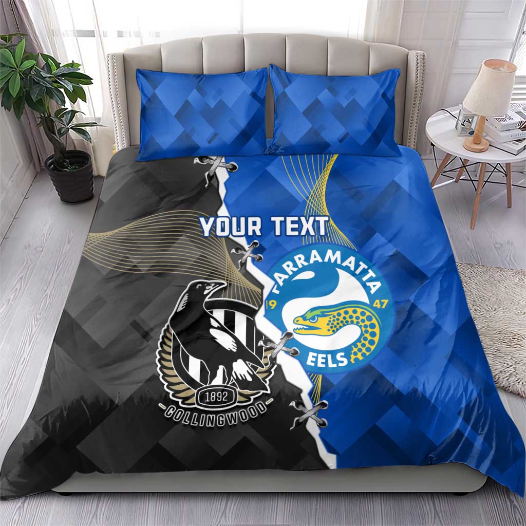 Custom Magpies Football And Eels Rugby Bedding Set Dynamic Style - Vibe Hoodie Shop