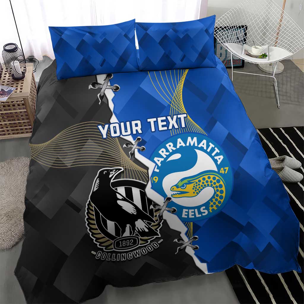Custom Magpies Football And Eels Rugby Bedding Set Dynamic Style - Vibe Hoodie Shop
