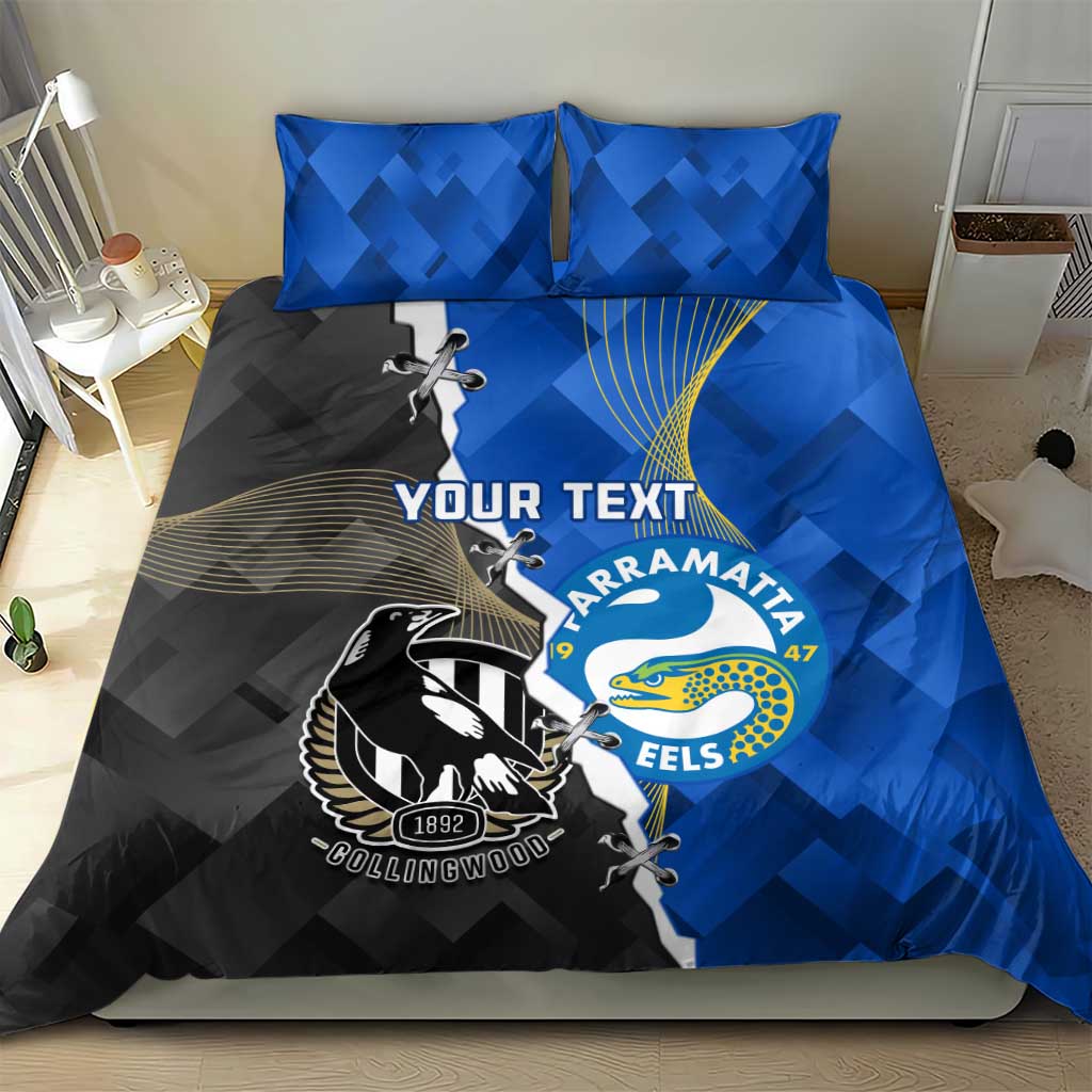 Custom Magpies Football And Eels Rugby Bedding Set Dynamic Style - Vibe Hoodie Shop