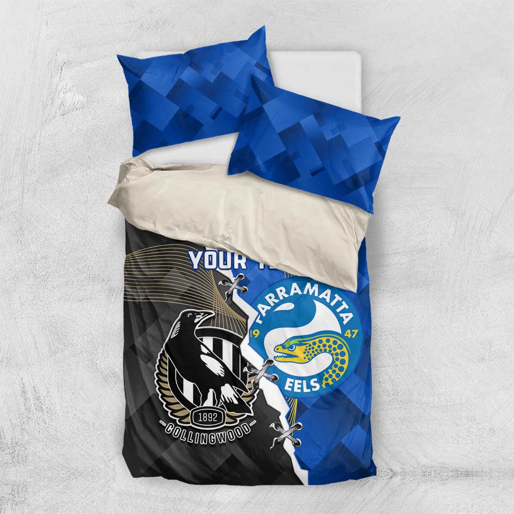 Custom Magpies Football And Eels Rugby Bedding Set Dynamic Style - Vibe Hoodie Shop