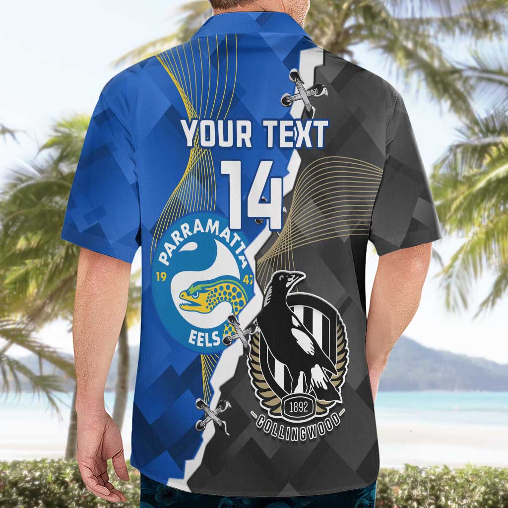 Custom Magpies Football And Eels Rugby Hawaiian Shirt Dynamic Style - Vibe Hoodie Shop