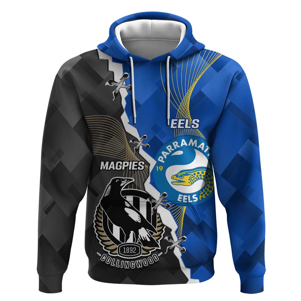 Custom Magpies Football And Eels Rugby Hoodie Dynamic Style - Vibe Hoodie Shop