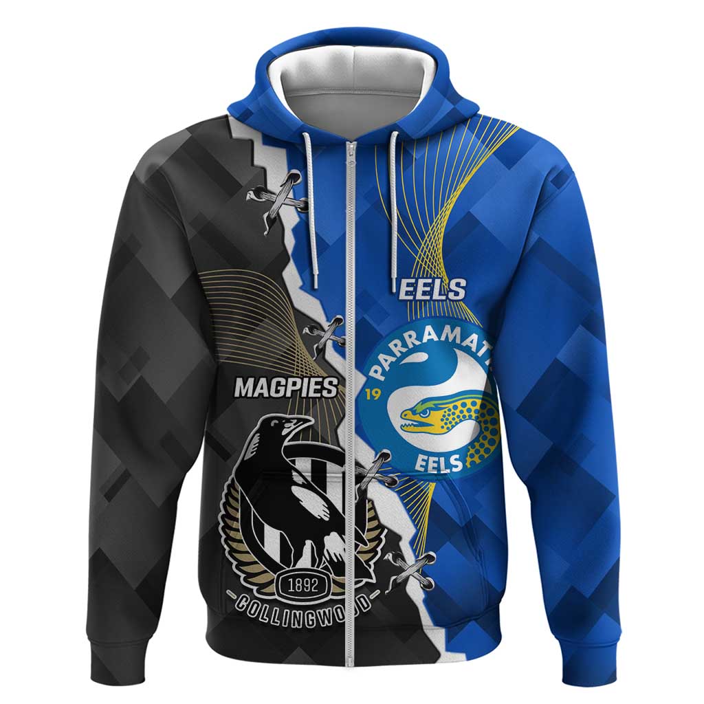 Custom Magpies Football And Eels Rugby Hoodie Dynamic Style - Vibe Hoodie Shop