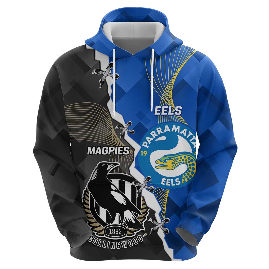 Custom Magpies Football And Eels Rugby Hoodie Dynamic Style - Vibe Hoodie Shop