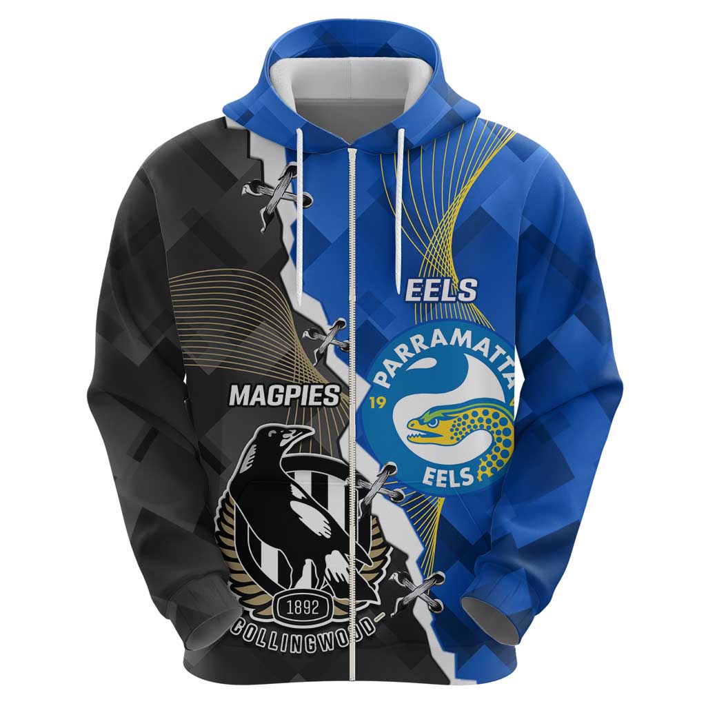 Custom Magpies Football And Eels Rugby Hoodie Dynamic Style - Vibe Hoodie Shop