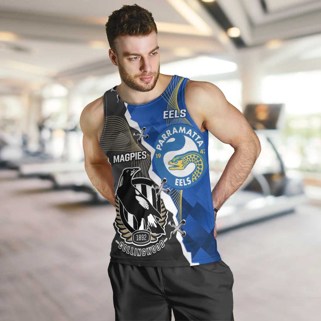 Custom Magpies Football And Eels Rugby Men Tank Top Dynamic Style - Vibe Hoodie Shop