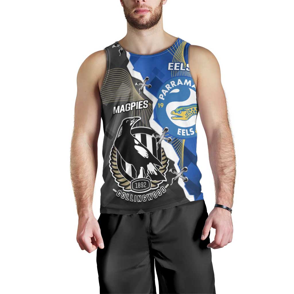 Custom Magpies Football And Eels Rugby Men Tank Top Dynamic Style - Vibe Hoodie Shop