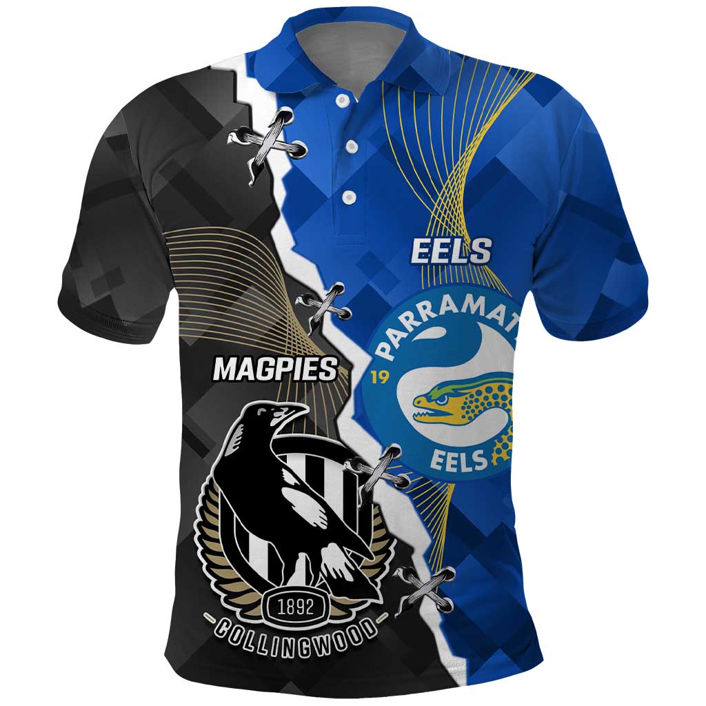 Custom Magpies Football And Eels Rugby Polo Shirt Dynamic Style - Vibe Hoodie Shop