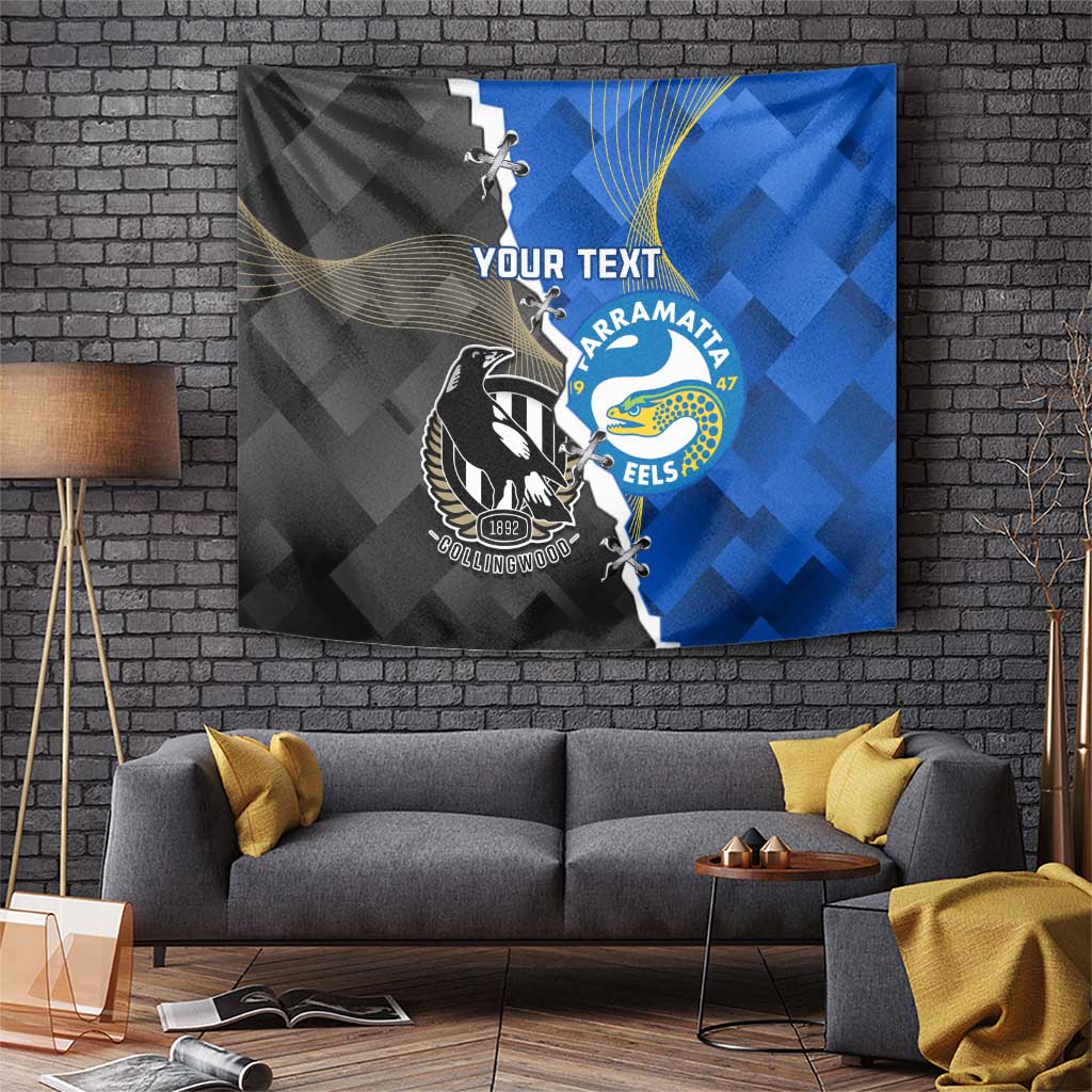 Custom Magpies Football And Eels Rugby Tapestry Dynamic Style - Vibe Hoodie Shop