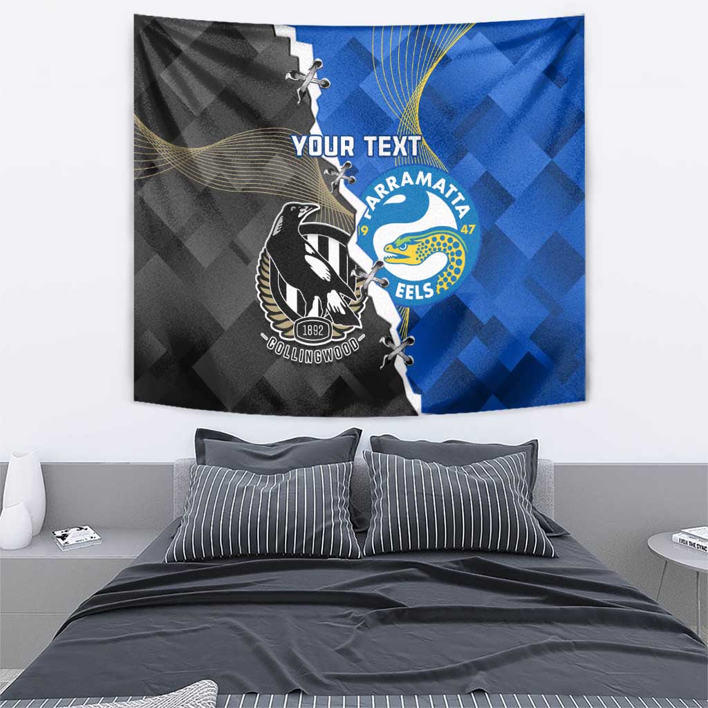 Custom Magpies Football And Eels Rugby Tapestry Dynamic Style - Vibe Hoodie Shop