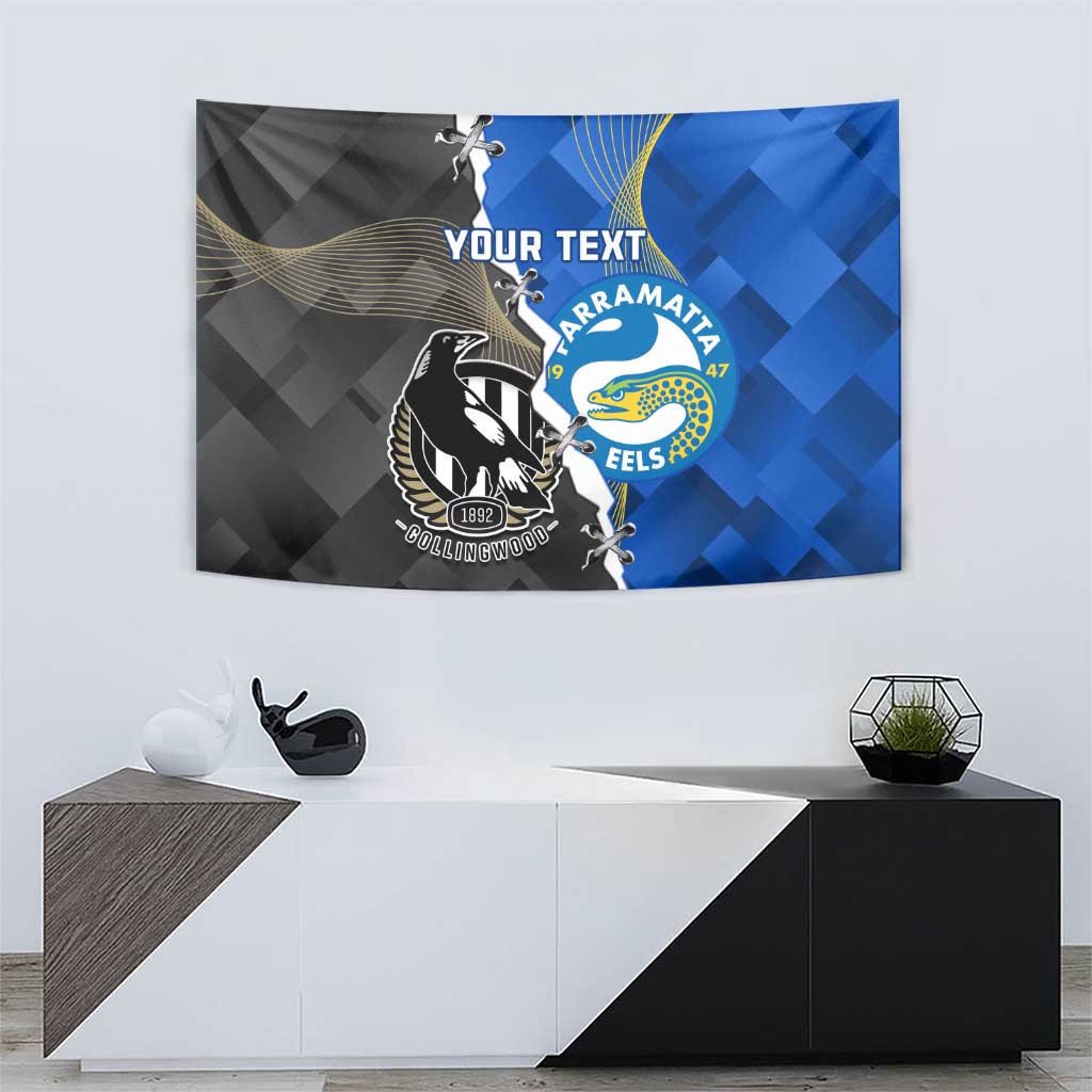 Custom Magpies Football And Eels Rugby Tapestry Dynamic Style - Vibe Hoodie Shop