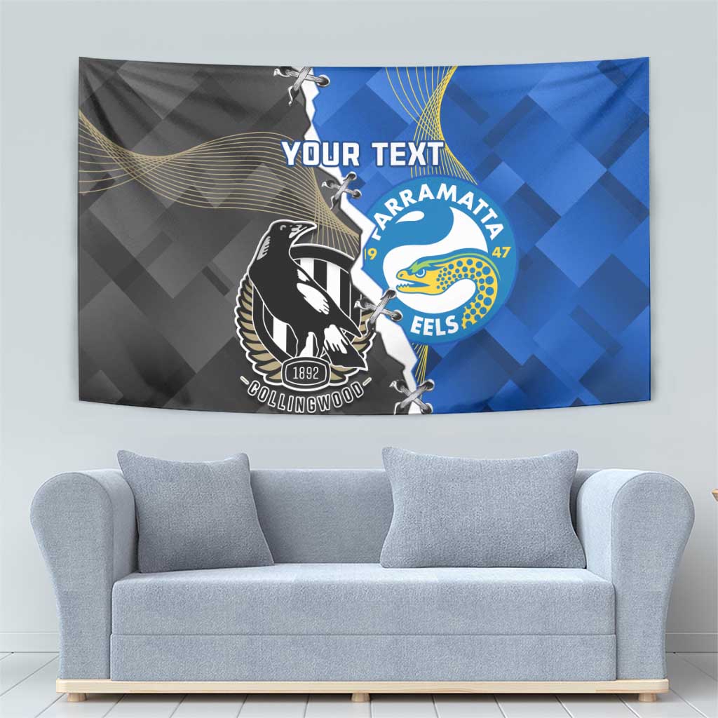 Custom Magpies Football And Eels Rugby Tapestry Dynamic Style - Vibe Hoodie Shop