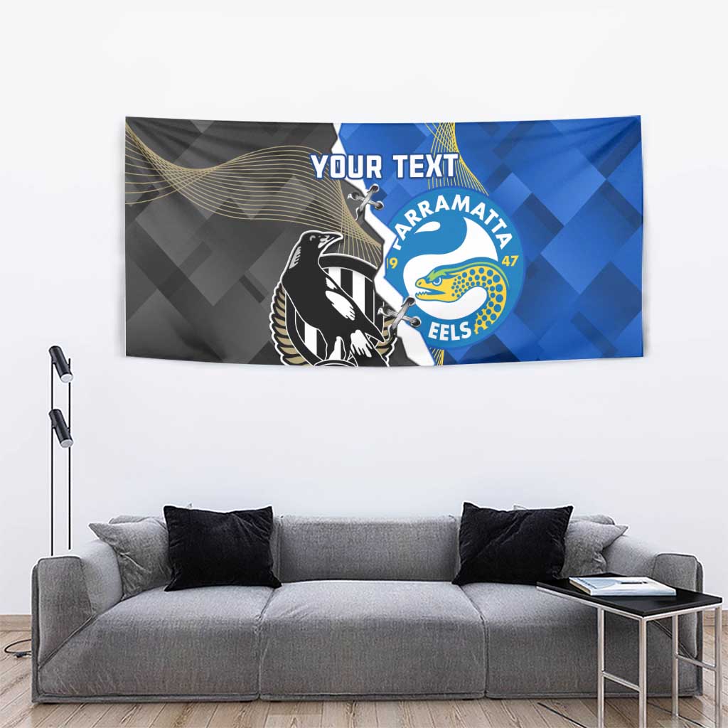 Custom Magpies Football And Eels Rugby Tapestry Dynamic Style - Vibe Hoodie Shop