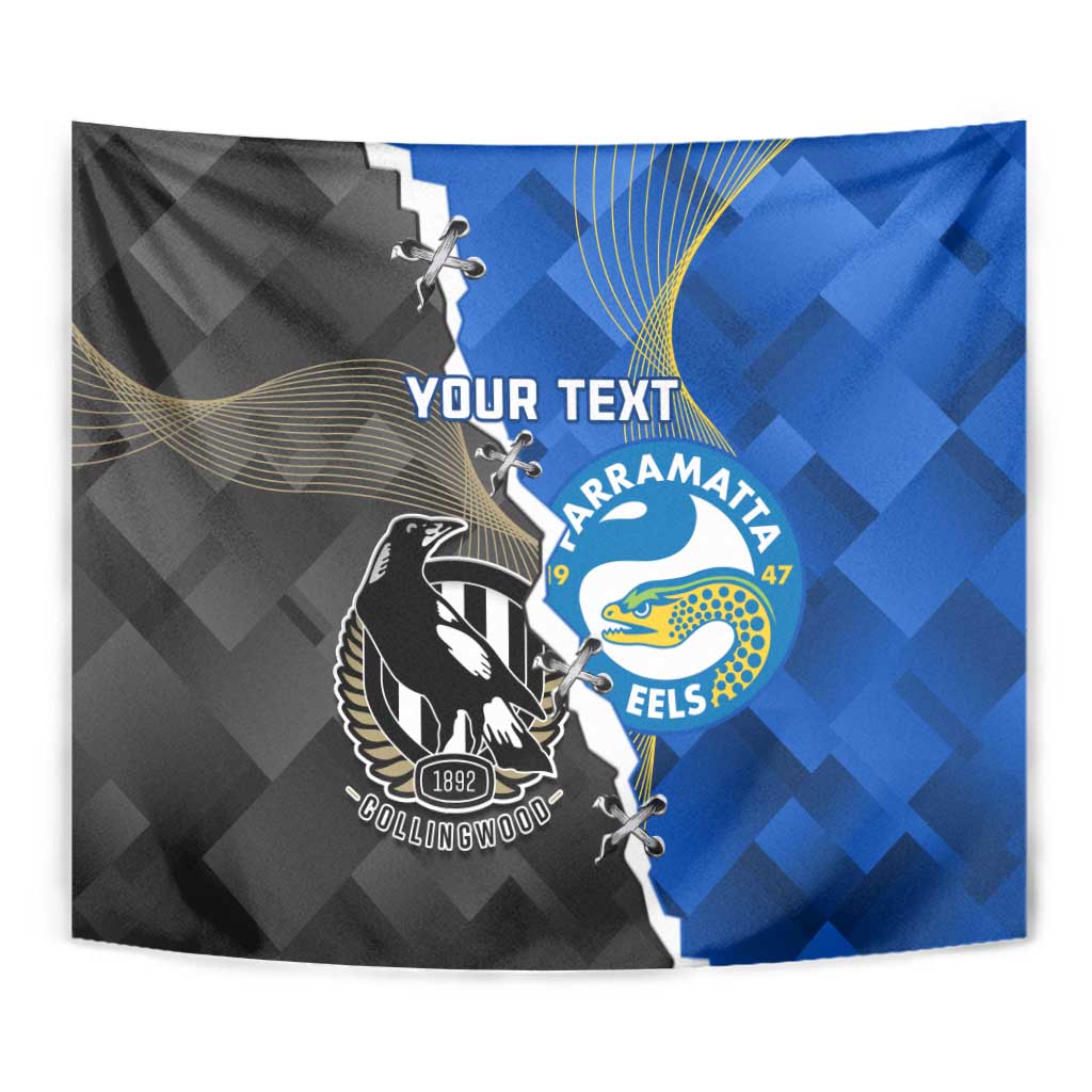 Custom Magpies Football And Eels Rugby Tapestry Dynamic Style - Vibe Hoodie Shop