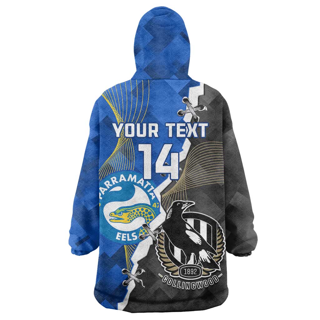 Custom Magpies Football And Eels Rugby Wearable Blanket Hoodie Dynamic Style - Vibe Hoodie Shop