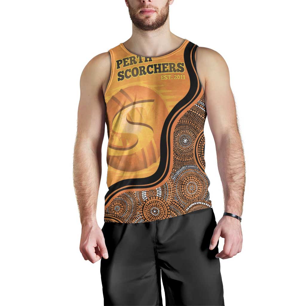 Custom Perth Scorchers Men Tank Top Indigenous Art - Grunge Style - Vibe Hoodie Shop