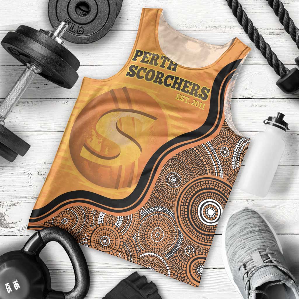 Custom Perth Scorchers Men Tank Top Indigenous Art - Grunge Style - Vibe Hoodie Shop