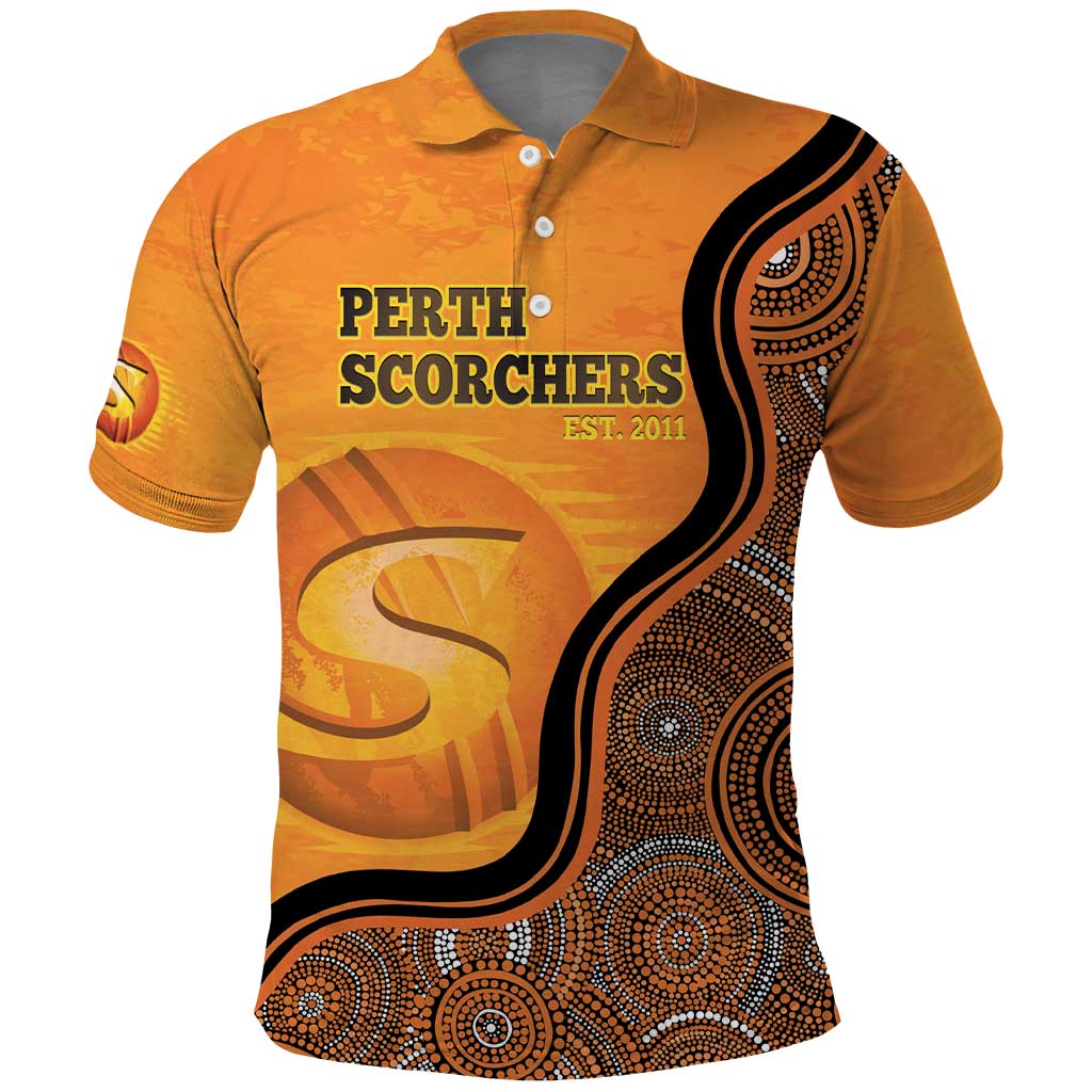 Custom Perth Scorchers Polo Shirt Indigenous Art - Grunge Style - Vibe Hoodie Shop