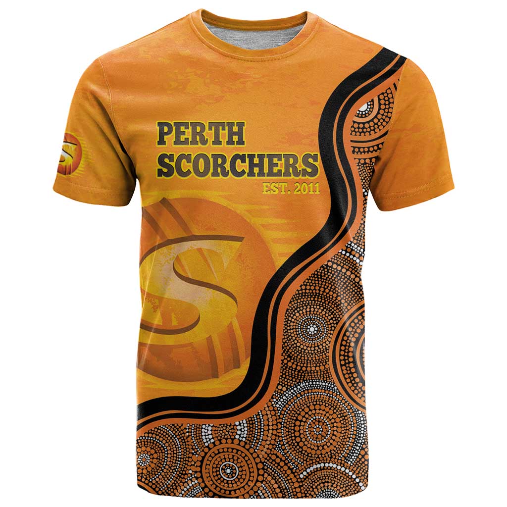 Custom Perth Scorchers T Shirt Indigenous Art - Grunge Style - Vibe Hoodie Shop