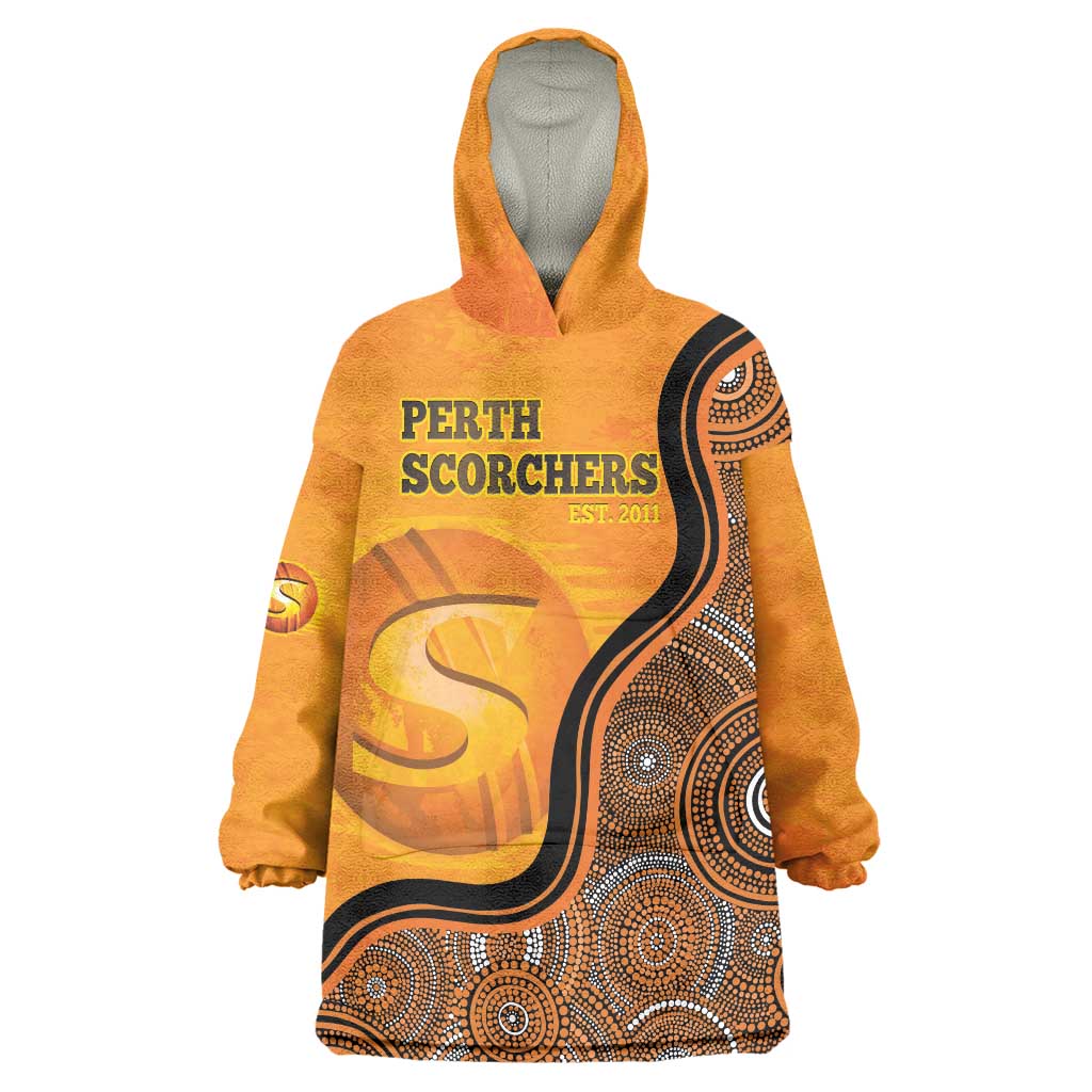 Custom Perth Scorchers Wearable Blanket Hoodie Indigenous Art - Grunge Style - Vibe Hoodie Shop