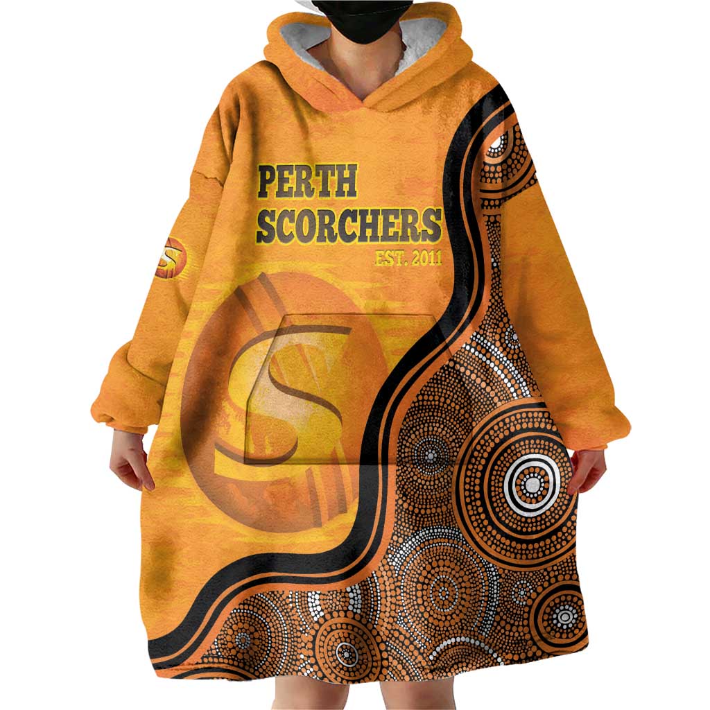 Custom Perth Scorchers Wearable Blanket Hoodie Indigenous Art - Grunge Style - Vibe Hoodie Shop