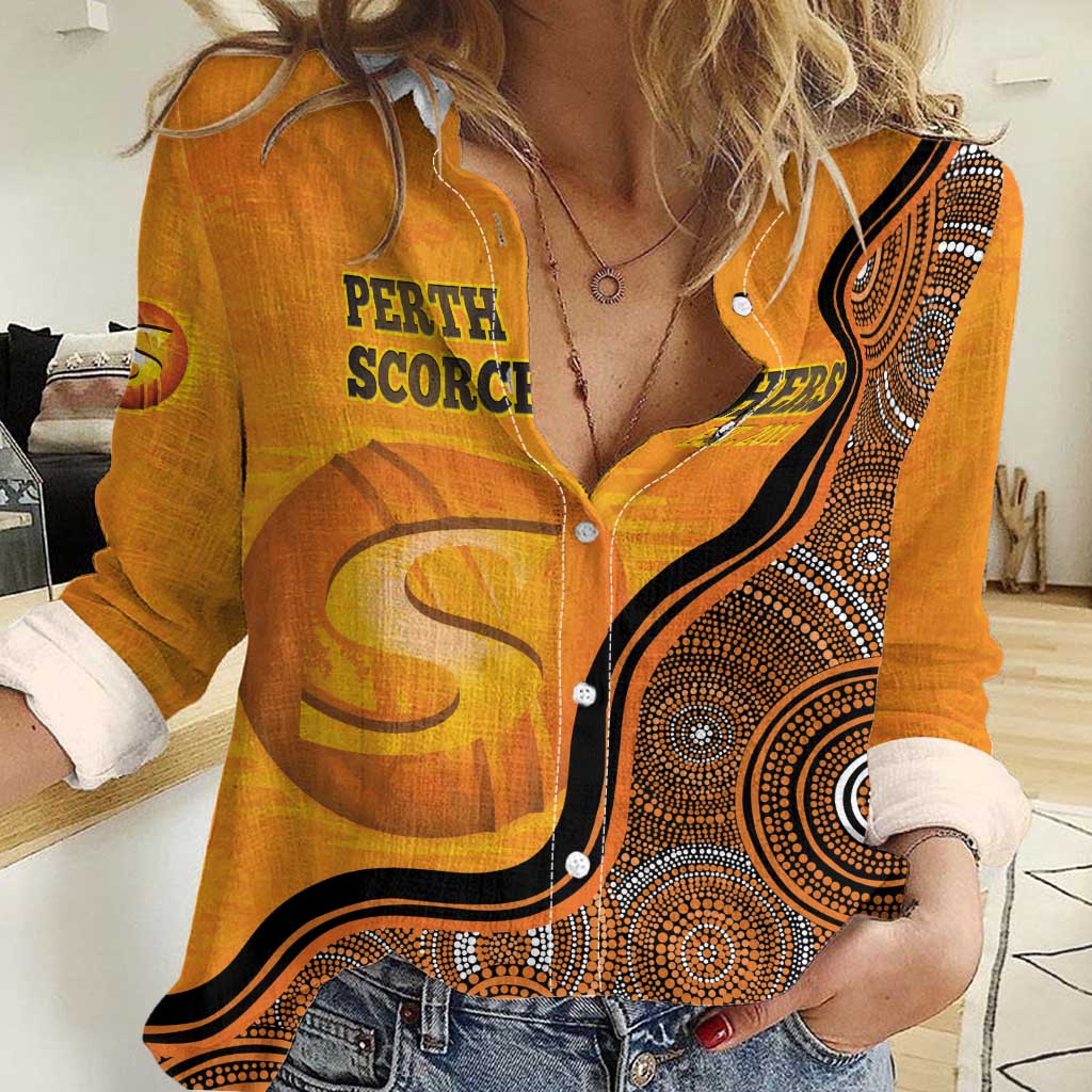 Custom Perth Scorchers Women Casual Shirt Indigenous Art - Grunge Style - Vibe Hoodie Shop